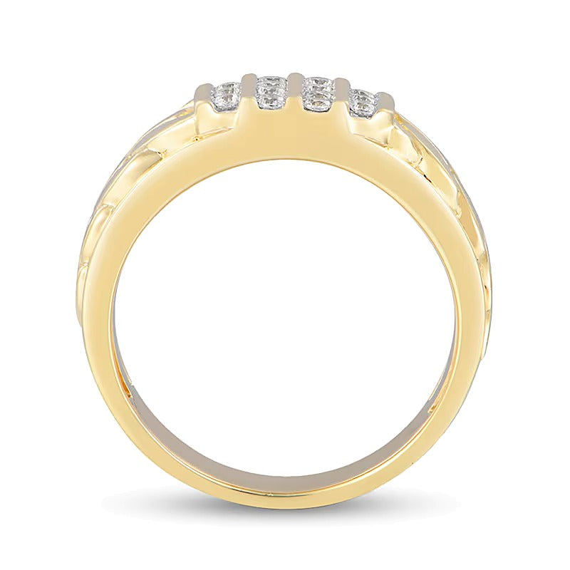 0.33 ct. Gesamtgewicht Diamant mehrreihiger Fashion-Ring mit Komfortschliff in 10K Gelbgold
