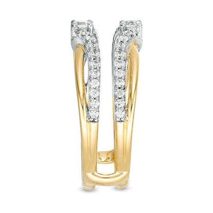 0.5 ct. Gesamtgewicht Diamant Crossover Solitär Enhancer Ring in 10K Bicolor Gold