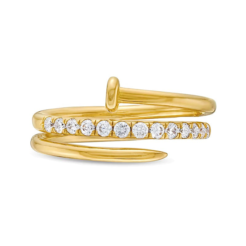 0.33 ct. Gesamtgewicht Diamant Spiral-Nagel-Ring aus 10K Gelbgold