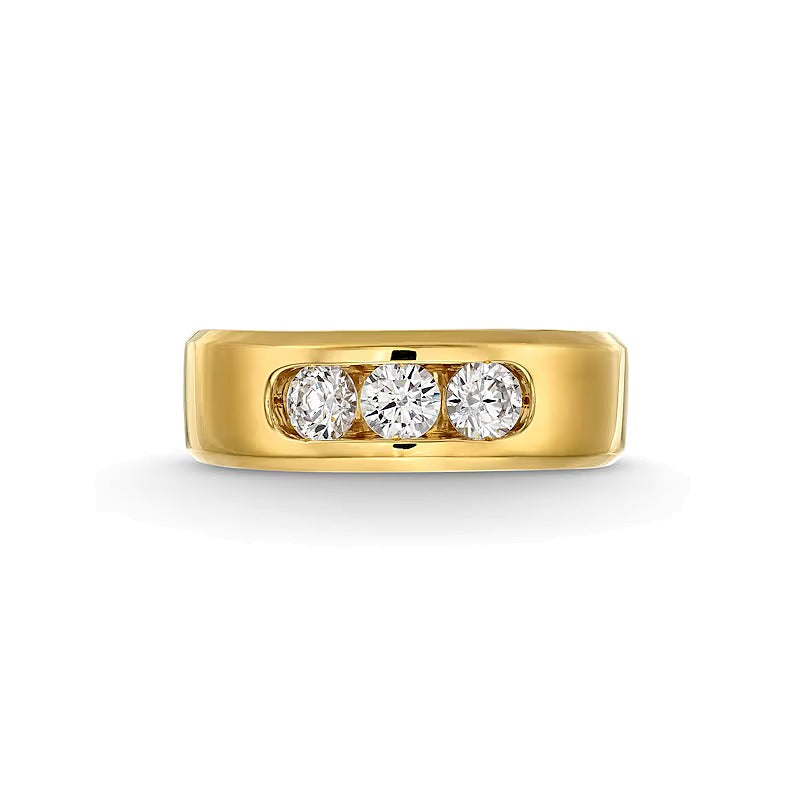 1.0 ct. Gesamtgewicht Labordiamant Dreistein-Ring in 10K Gelbgold (I/SI2)