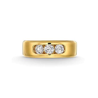 1.0 ct. Gesamtgewicht Labordiamant Dreistein-Ring in 10K Gelbgold (I/SI2)