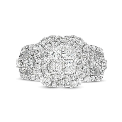 Verlobungsring mit Diamanten im Princess- und Rundschliff 2.5 ct. Gesamtgewicht in 14K Weißgold
