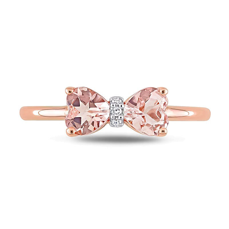 Fashion-Ring in Schleifenform mit herzförmigem Morganit 5,0mm und Diamant-Besatz in 10K Roségold