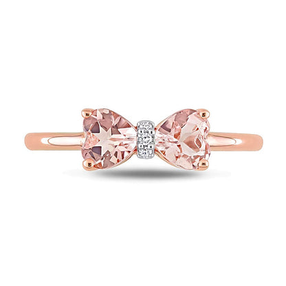 Fashion-Ring in Schleifenform mit herzförmigem Morganit 5,0mm und Diamant-Besatz in 10K Roségold