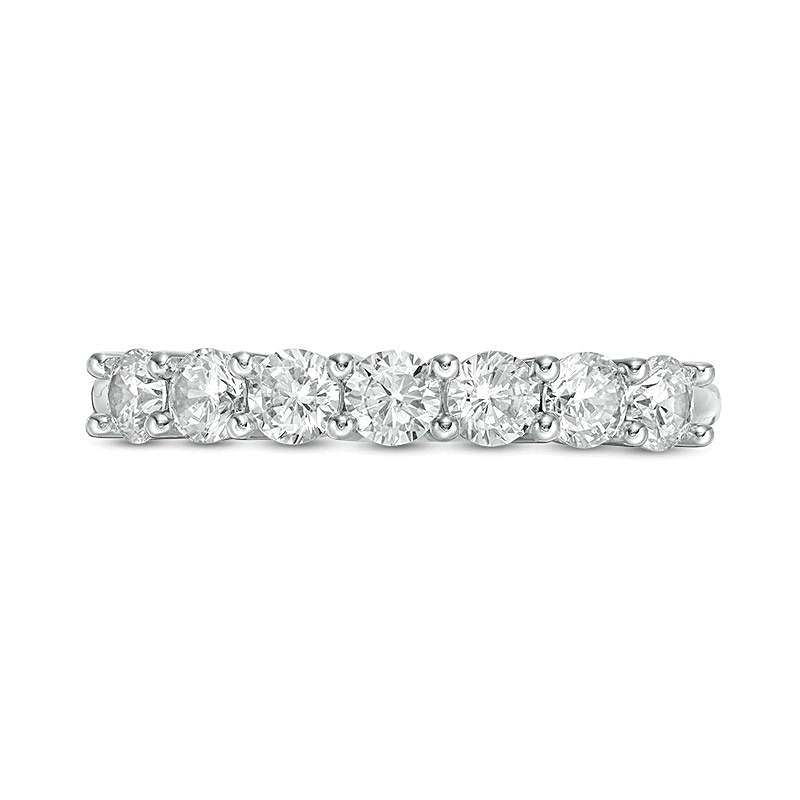 Memoire-Ring mit sieben Diamanten 0,75 ct. Gesamtgewicht in 10K Weißgold