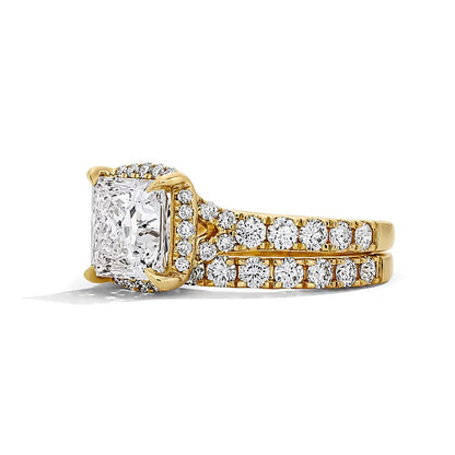4.5 CT. Gesamtgewicht Braut-Set mit Labordiamanten im Princess-Schliff in 14K Gelbgold (F/VS2)