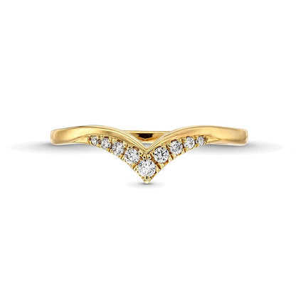 0,13 ct. Gesamtgewicht Diamant Memoire-Ring mit abgestuftem Chevron-Design in 10K Gelbgold