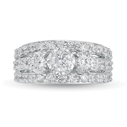 2.0 ct. Gesamtgewicht Diamant Dreistein mehrreihiger Verlobungsring in 14K Weißgold (I/I2)