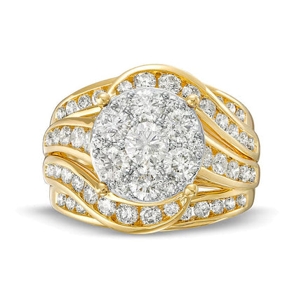 3.0 ct. Gesamtgewicht Multi-Diamant Bypass Verlobungsring aus 14K Gelbgold (I/I2)