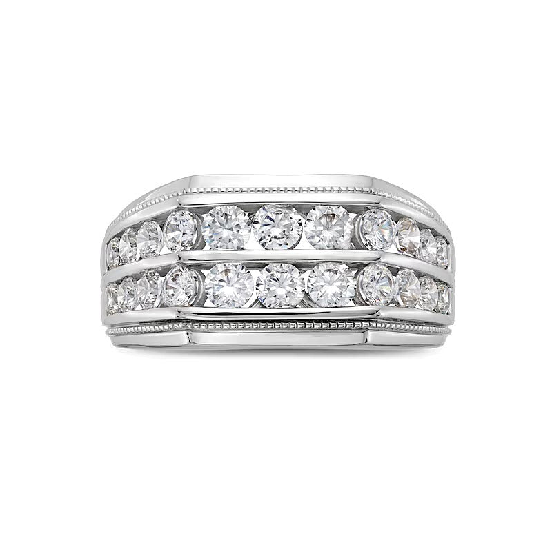 2.0 ct. Gesamtgewicht Labordiamant Ring zweireihig abgewinkelt in 14K Weißgold (F/SI2)