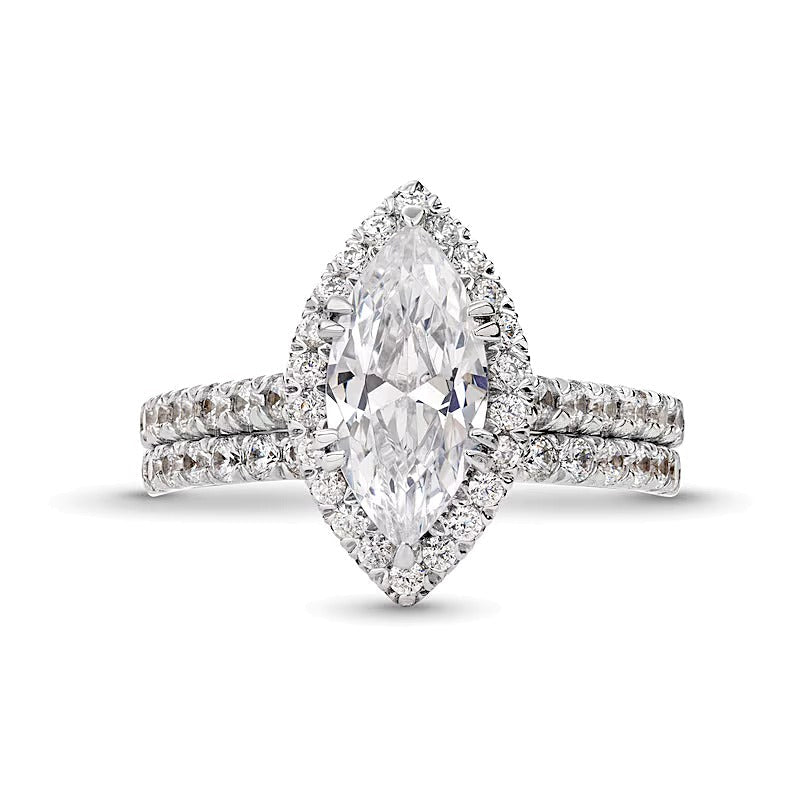 2.25 CT. TW Braut-Set mit Labordiamanten im Marquise-Schliff in 14K Weißgold (I/SI2)