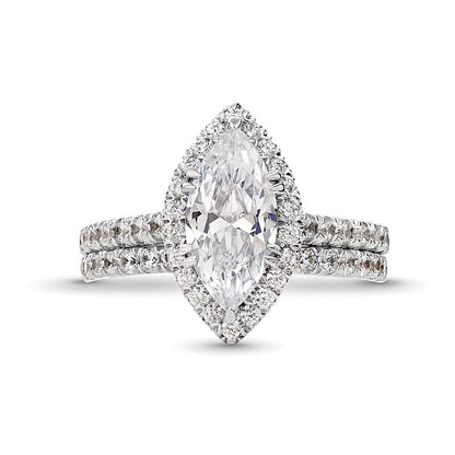 2.25 CT. TW Braut-Set mit Labordiamanten im Marquise-Schliff in 14K Weißgold (I/SI2)