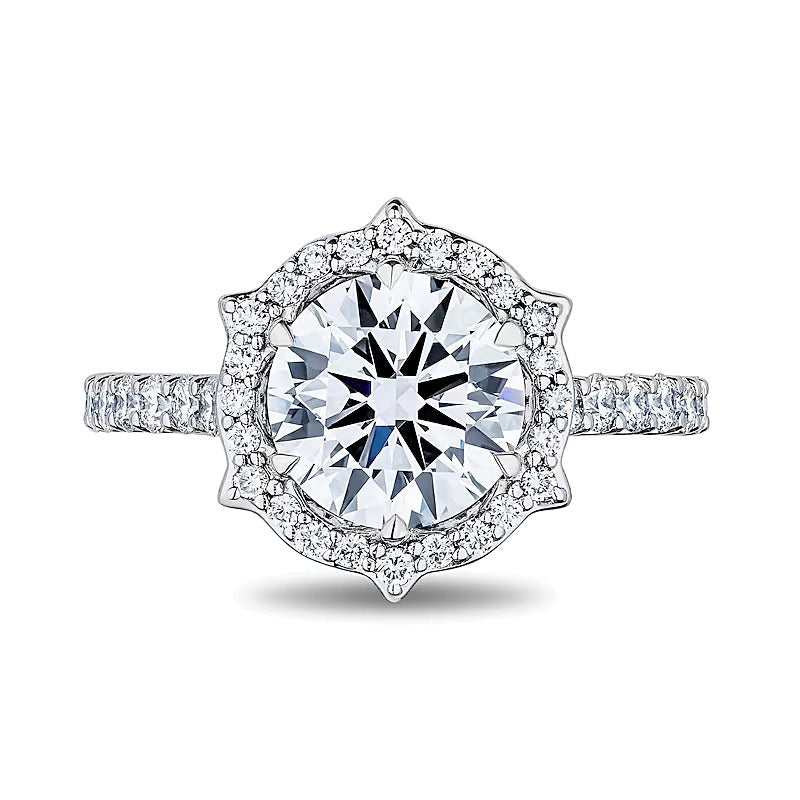 Belle 2.88 ct. Gesamtgewicht Labordiamant Halo-Verlobungsring in 14K Bicolor-Gold (F/VS2)