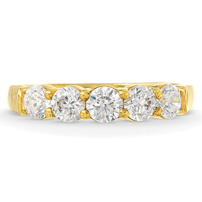 Memoire-Ring mit fünf Diamanten 1.0 ct. Gesamtgewicht in 14K Gelbgold