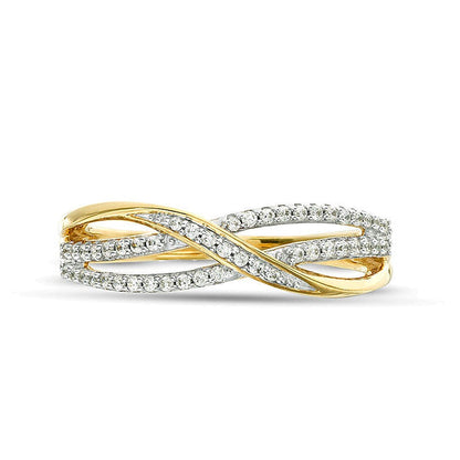 0,17 ct. Gesamtgewicht Diamant-Memoire-Ring mit überkreuzten Reihen in 10K Gelbgold