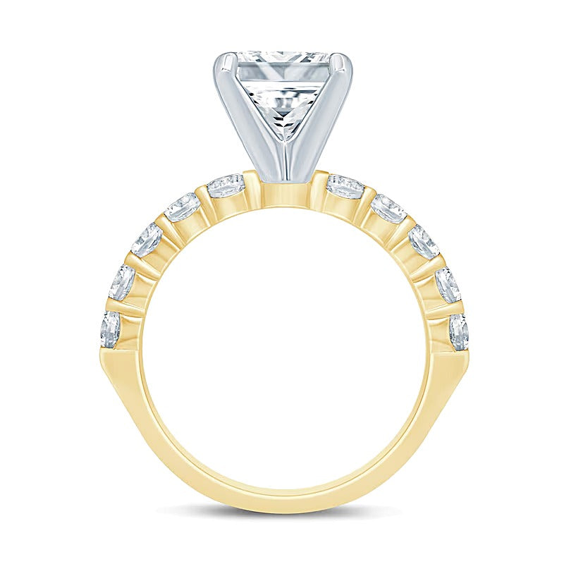 2.5 CT. TW Diamant-Verlobungsring im Princess- und Rundschliff in 14K Gelbgold (I/I2)