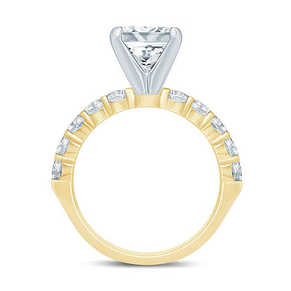 2.5 CT. TW Diamant-Verlobungsring im Princess- und Rundschliff in 14K Gelbgold (I/I2)