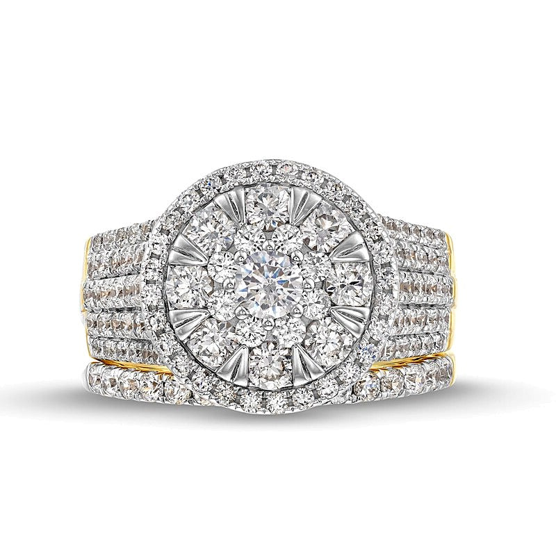 Brautset mit Diamanten in Tropfen-Fassung 2.0 ct. Gesamtgewicht in 10K Weißgold