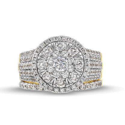 Brautset mit Diamanten in Tropfen-Fassung 2.0 ct. Gesamtgewicht in 10K Weißgold
