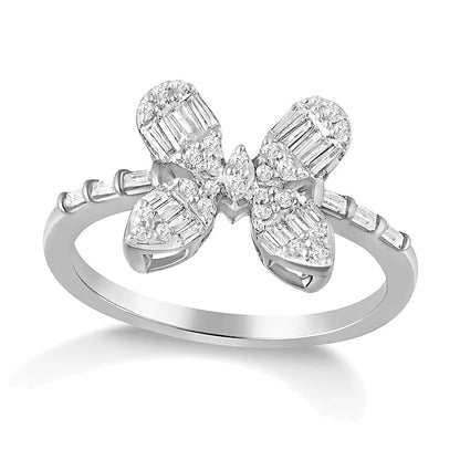 0.5 ct. Gesamtgewicht Multi-Diamant Schmetterlings-Ring in 10K Weißgold