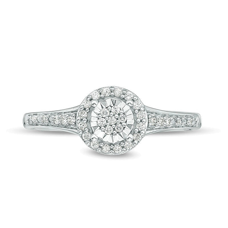 Freundschaftsring mit Komposit-Diamantrahmen 0.13 ct. Gesamtgewicht aus rhodiniertem Sterlingsilber