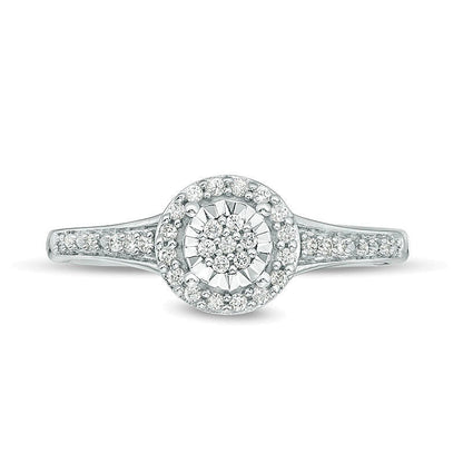 Freundschaftsring mit Komposit-Diamantrahmen 0.13 ct. Gesamtgewicht aus rhodiniertem Sterlingsilber