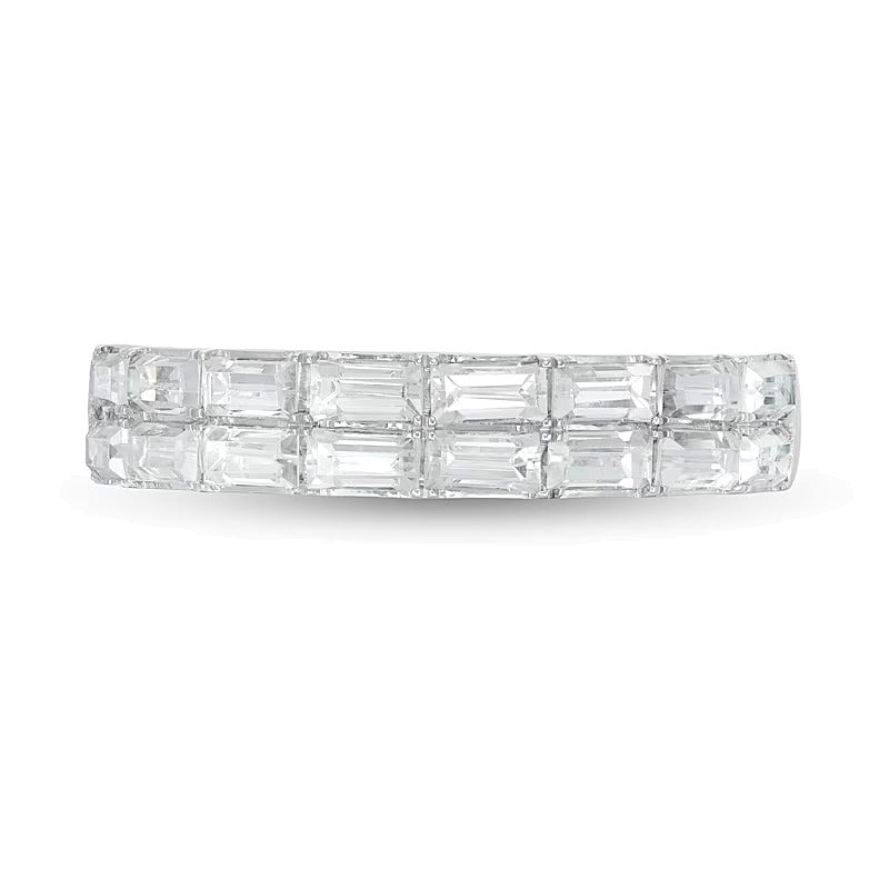 1.0 ct. Gesamtgewicht Memoire-Ring mit Baguette-Diamanten, zweireihig, in 14K Weißgold