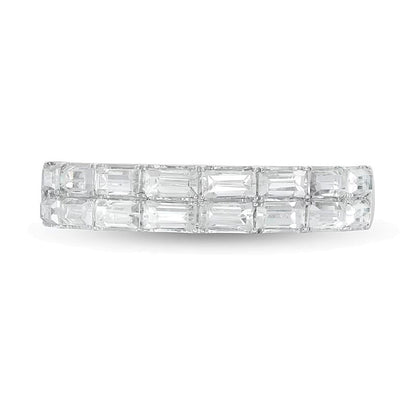 1.0 ct. Gesamtgewicht Memoire-Ring mit Baguette-Diamanten, zweireihig, in 14K Weißgold