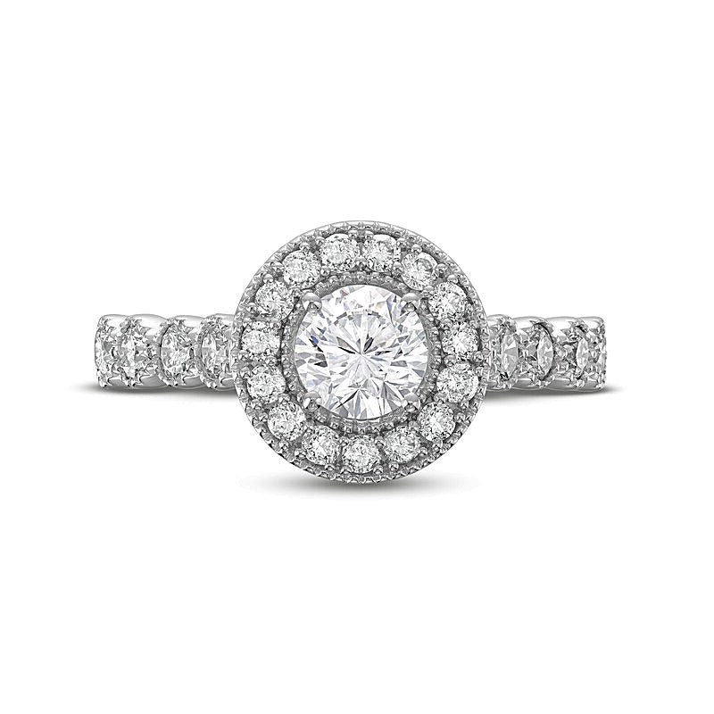 1,25 ct. Gesamtgewicht Diamant Halo-Verlobungsring in 14K Weißgold (I/I2)