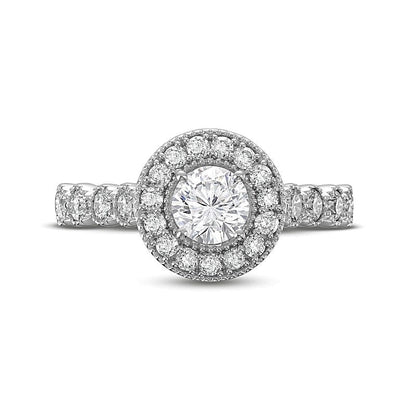 1,25 ct. Gesamtgewicht Diamant Halo-Verlobungsring in 14K Weißgold (I/I2)
