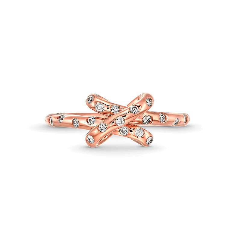 0.2 CT. Gesamtgewicht Labordiamant Bubbles-Knoten-Ring in 10K Roségold (F/SI2)