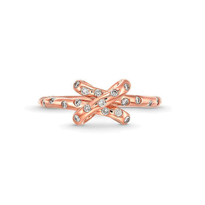 0.2 CT. Gesamtgewicht Labordiamant Bubbles-Knoten-Ring in 10K Roségold (F/SI2)