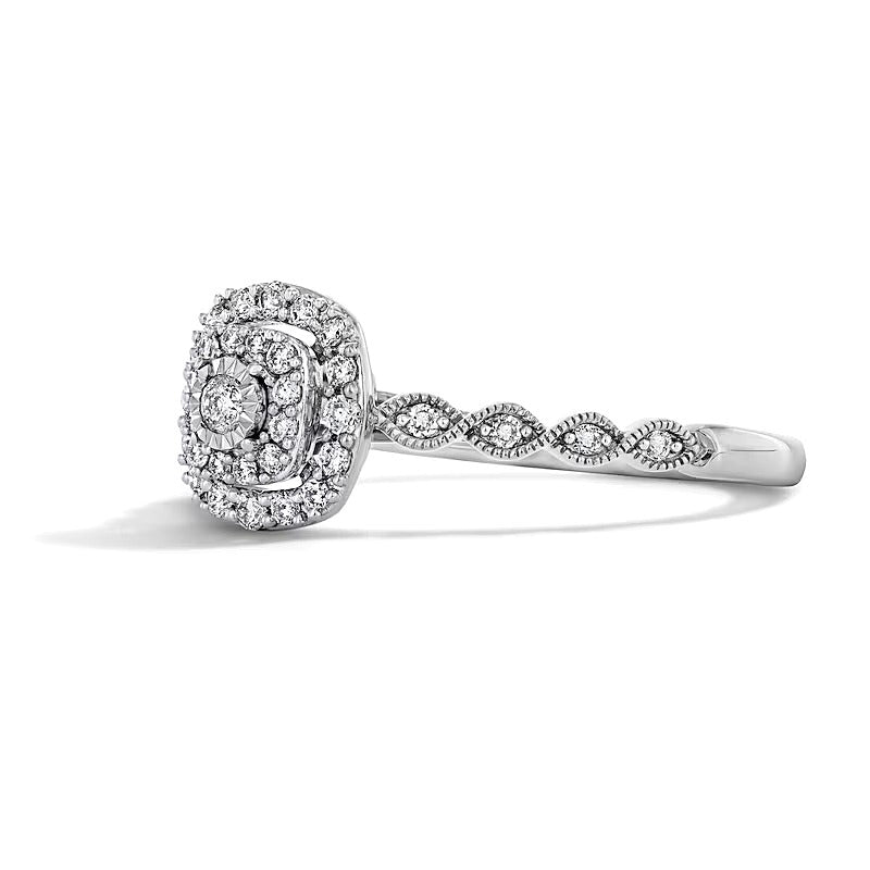 0.25 ct. Gesamtgewicht Diamant Freundschaftsring mit doppeltem Kissenschliff-Rahmen in 10K Weißgold