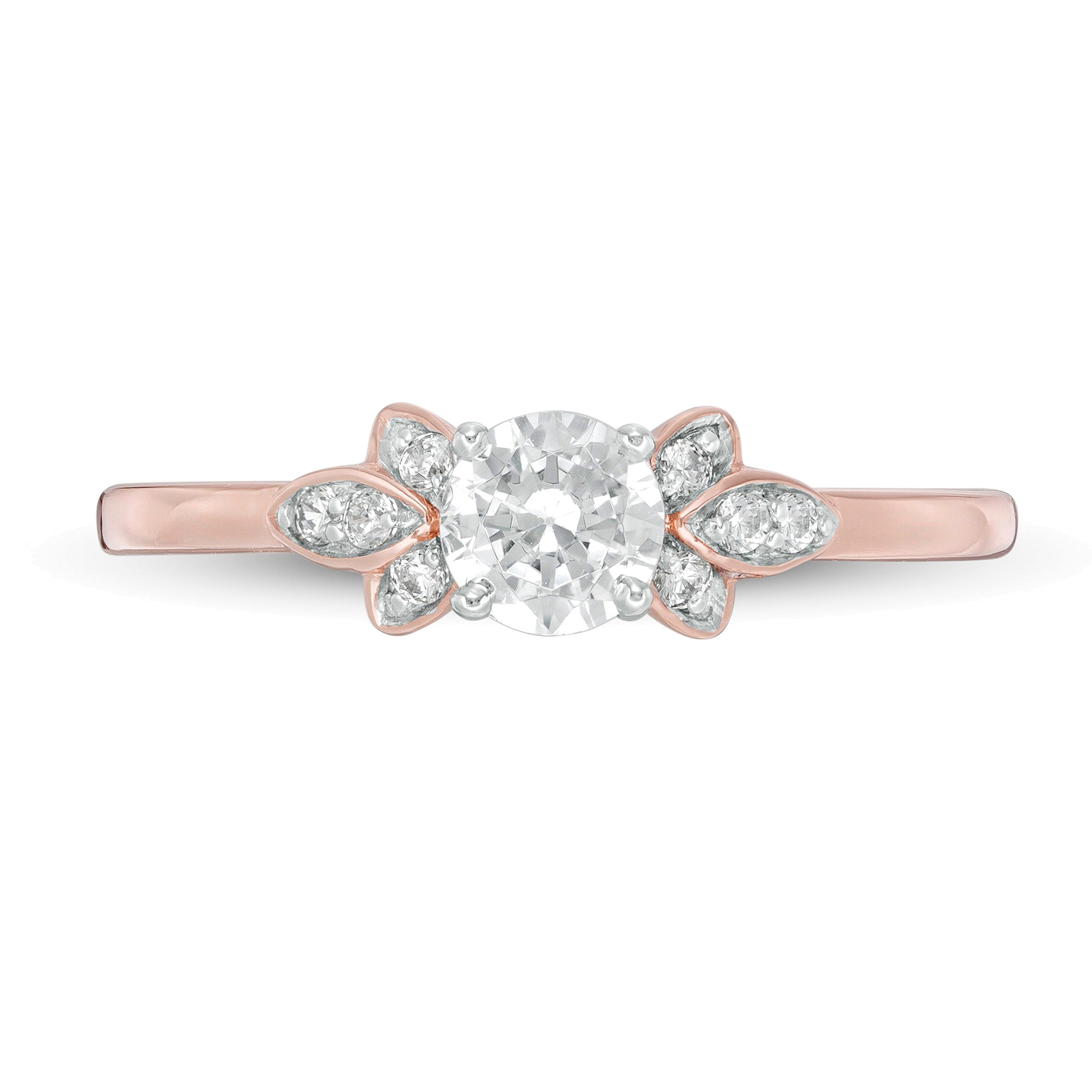 0.38 ct. Gesamtgewicht Diamant Solitär mit seitlichem Besatz Verlobungsring in 10K Roségold
