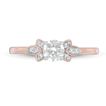 0.38 ct. Gesamtgewicht Diamant Solitär mit seitlichem Besatz Verlobungsring in 10K Roségold