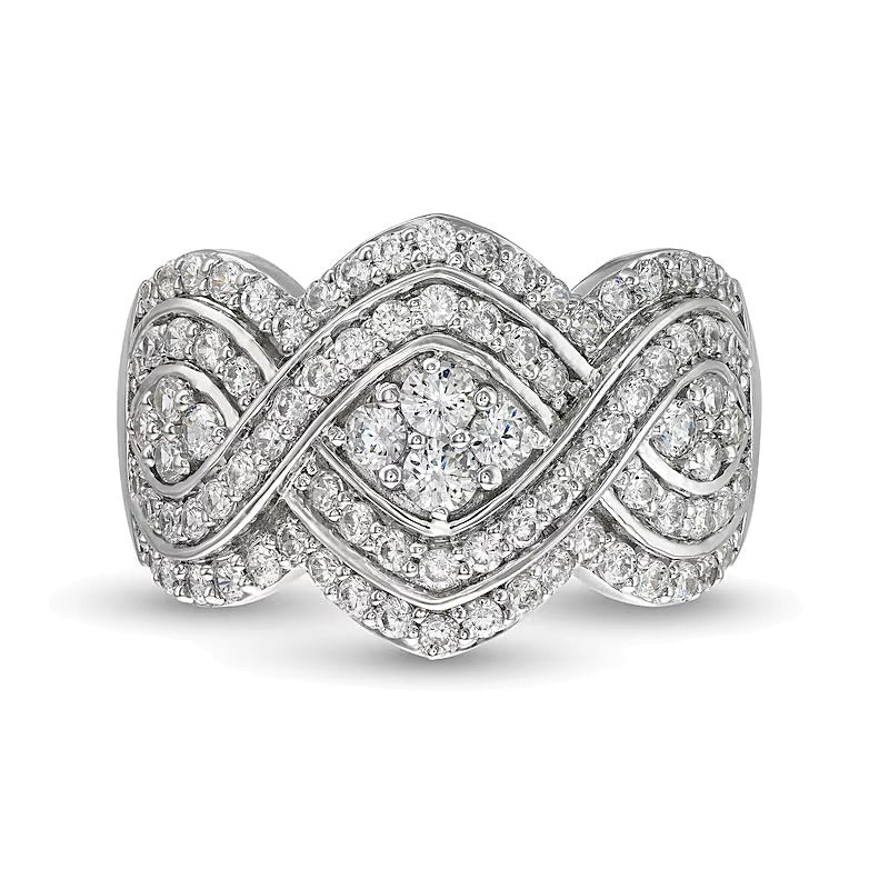 1.0 CT. Gesamtgewicht Ring mit vier weißen Diamanten im Rundschliff und Infinity-Geflecht in 10K Weißgold