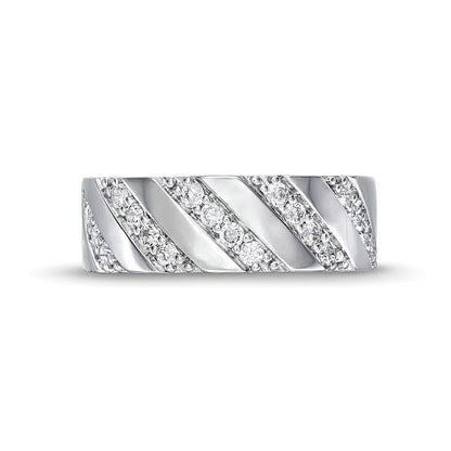 0.5 ct. Gesamtgewicht Diamant-Ring mit diagonaler Reihe in 10K Weißgold