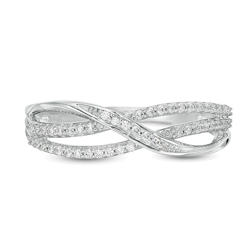 0.17 ct. Gesamtgewicht Diamant Memoire-Ring mit überkreuztem Layered-Design in 10K Weißgold