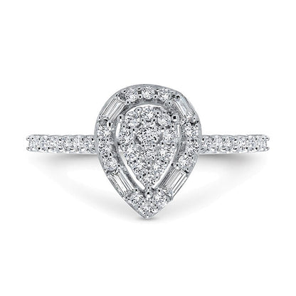 0,5 ct. Gesamtgewicht Multi-Diamant Ring mit tropfenförmigem Rahmen in 10K Weißgold