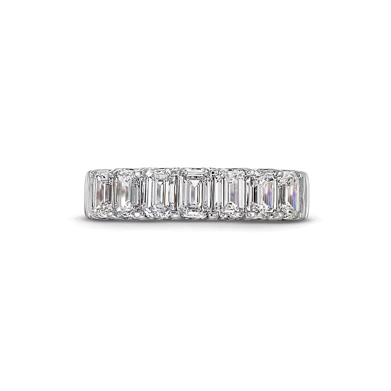 2.0 ct. Gesamtgewicht Memoire-Ring mit sieben Labordiamanten im Smaragdschliff in 14K Weißgold (F/SI2)