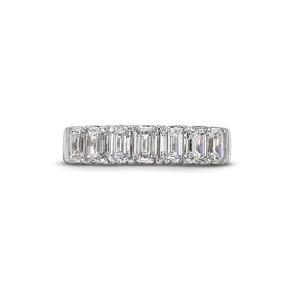 2.0 ct. Gesamtgewicht Memoire-Ring mit sieben Labordiamanten im Smaragdschliff in 14K Weißgold (F/SI2)