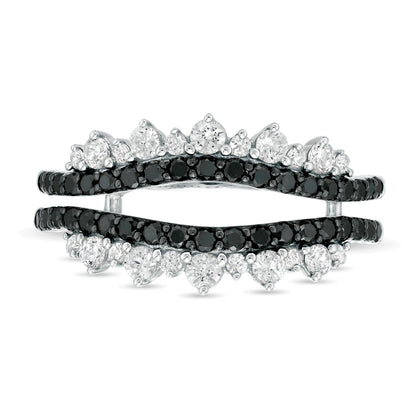 0.75 CT. Gesamtgewicht behandelter schwarzer und weißer Diamant Tiara-Stil Solitär-Enhancer in 10K Weißgold