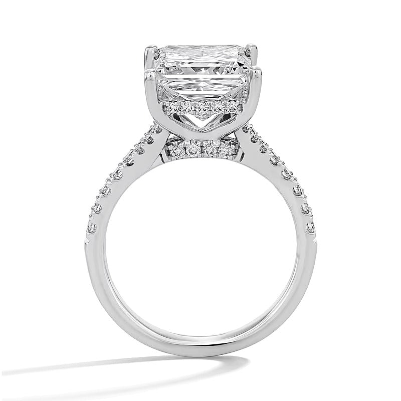 4.5 CT. Gesamtgewicht Verlobungsring im Princess-Schliff mit Labordiamanten, Solitär mit seitlichem Besatz, in 14K Weißgold (F/SI2)