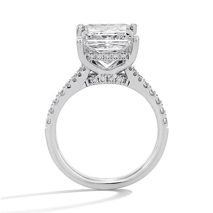 4.5 CT. Gesamtgewicht Verlobungsring im Princess-Schliff mit Labordiamanten, Solitär mit seitlichem Besatz, in 14K Weißgold (F/SI2)
