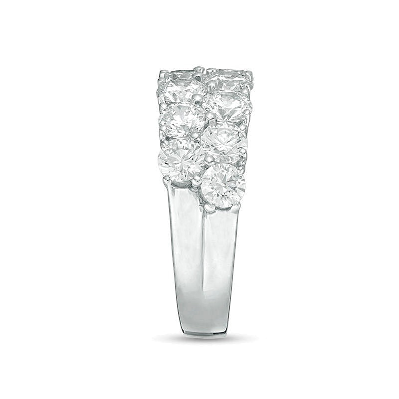 Memoire-Ring mit Diamanten, zweireihig, 4.0 ct. Gesamtgewicht, in 10K Weißgold