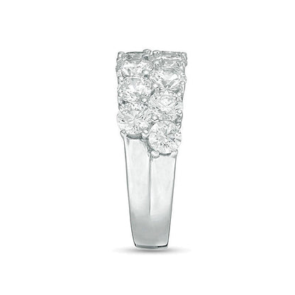 Memoire-Ring mit Diamanten, zweireihig, 4.0 ct. Gesamtgewicht, in 10K Weißgold
