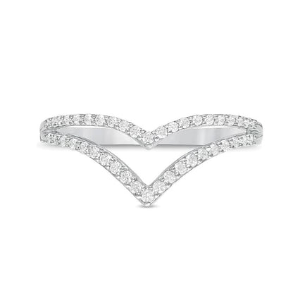 0.25 ct. Gesamtgewicht Diamant Memoire-Ring mit doppeltem Chevron und geteilter Schiene in 10K Weißgold