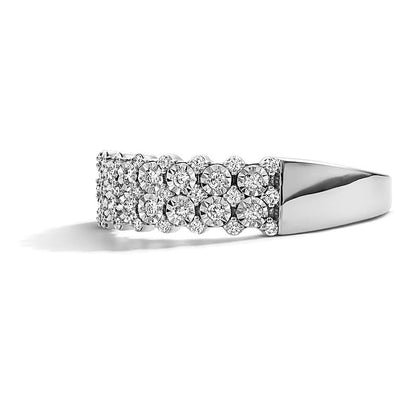 0.25 ct. Gesamtgewicht Diamant-Memoire-Ring mehrreihig in 10K Weißgold