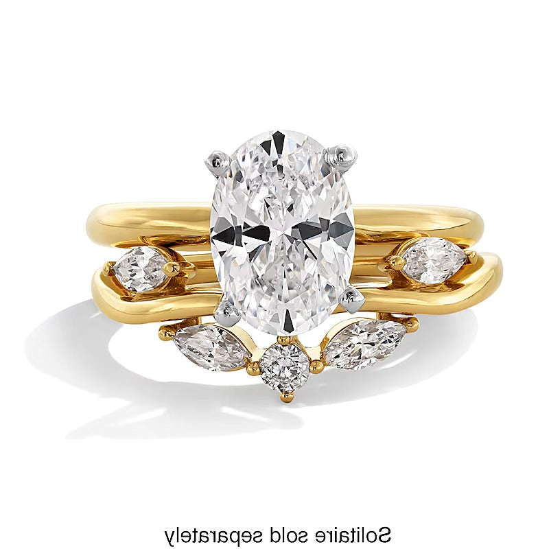 0.38 ct. Gesamtgewicht Marquise und rund Labordiamant Blattranken-Konturring in 14K Gelbgold (F/VS2)