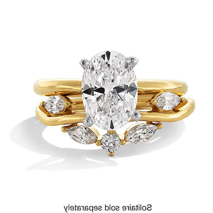 0.38 ct. Gesamtgewicht Marquise und rund Labordiamant Blattranken-Konturring in 14K Gelbgold (F/VS2)